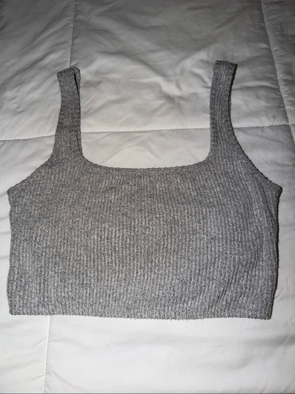 Abercrombie & Fitch Gray Ribbed Knit Crop Tank